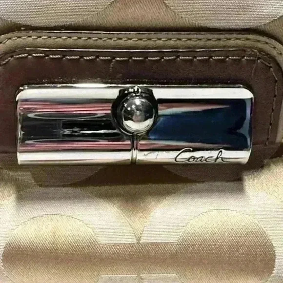 Coach Kristin Op Art Sateen Zip Top Tote Shoulder Bag #16813 - Picture 6 of 16